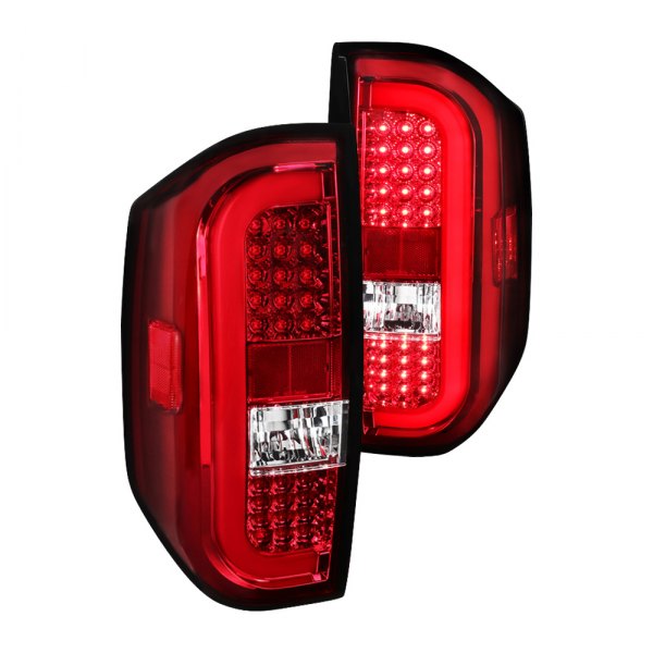 Spec-D® - Chrome/Red Sequential Fiber Optic LED Tail Lights, Toyota Tundra