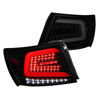 Spec-D® - Driver and Passenger Side Gloss Black/Smoke Sequential Fiber Optic LED Tail Lights