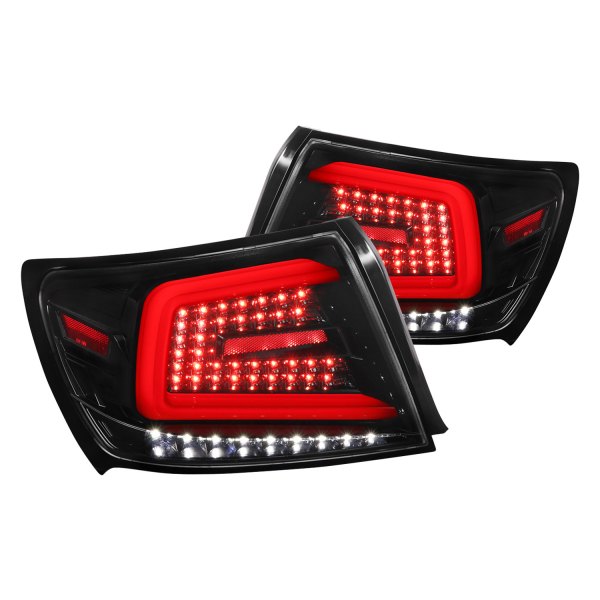 Spec-D® - Gloss Black Sequential Fiber Optic LED Tail Lights, Subaru WRX