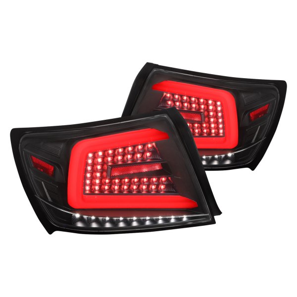 Spec-D® - Matte Black Sequential Fiber Optic LED Tail Lights, Subaru WRX