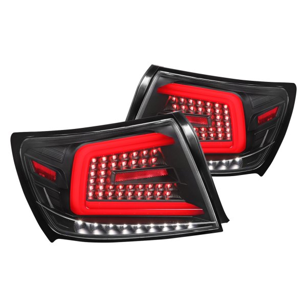 Spec-D® - Matte Black Sequential Fiber Optic LED Tail Lights, Subaru WRX