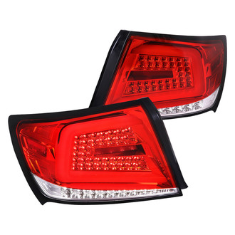 Spec-D® - Driver and Passenger Side Chrome/Red Sequential Fiber Optic LED Tail Lights