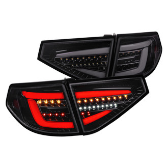 Spec-D® - Driver and Passenger Side Gloss Black/Smoke Sequential Fiber Optic LED Tail Lights