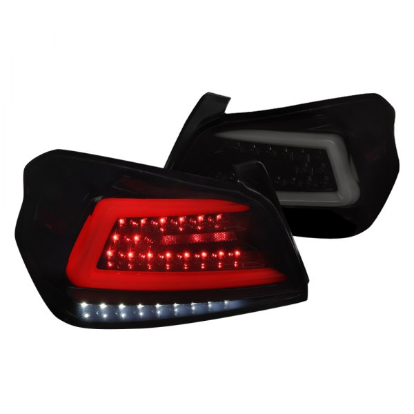 Spec-D® - Gloss Black/Smoke Sequential Fiber Optic LED Tail Lights, Subaru WRX