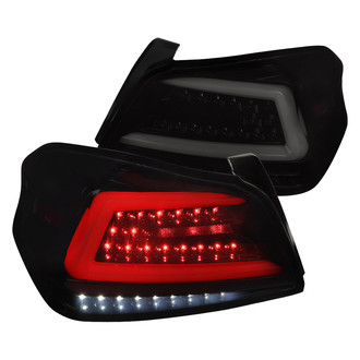 Spec-D® - Driver and Passenger Side Gloss Black/Smoke Sequential Fiber Optic LED Tail Lights