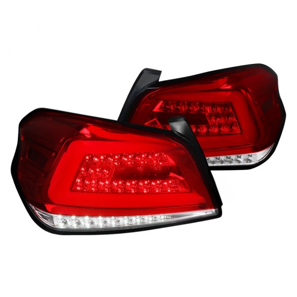 Spec-D® - Chrome/Red Sequential Fiber Optic LED Tail Lights, Subaru WRX