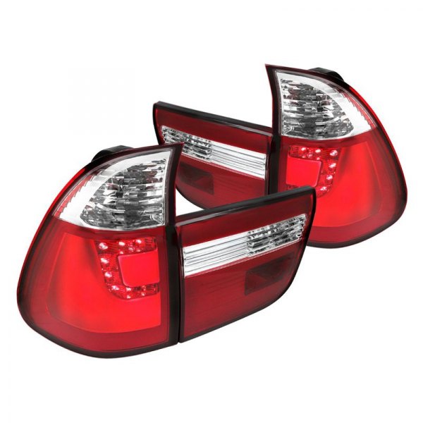 Spec-D® - Chrome/Red Fiber Optic LED Tail Lights, BMW X5