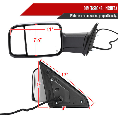 Spec-D® RMX-RAM1925CHPATL-FS - Driver Side Power View Mirror