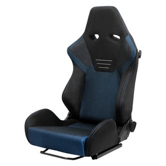 Spec-D® - Black Suede and Bird-Eye Mesh Cloth Reclinable Racing Seat