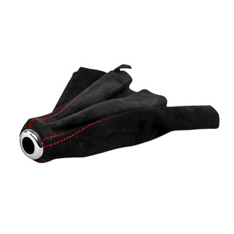 Spec-D® - Black Suede Shift Boot with Red Stitch