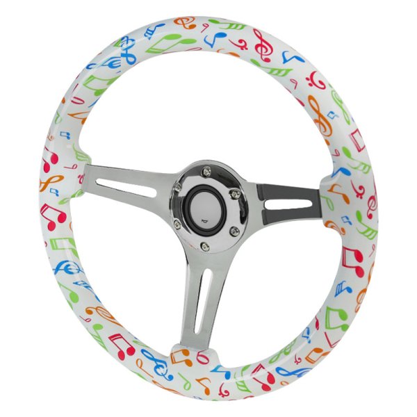Spec-D® - Wooden Steering Wheel with Rainbow Musical Notes Style Grip