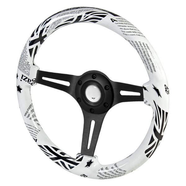 Spec-D® - Wooden Steering Wheel with Black & White Style Grip