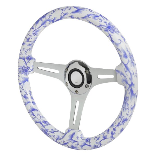 Spec-D® - Wooden Steering Wheel with Blue & White Oriental Porcelain Style Grip