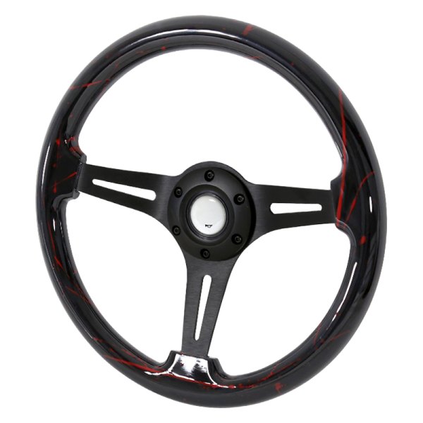 Spec-D® - Wooden Steering Wheel with Black/Red Splash of Color Grip