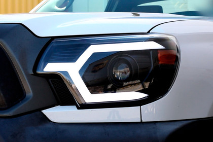 Spec-D® - Driver and Passenger Side Matte Black Sequential LED DRL Bar Projector Headlights, Installation