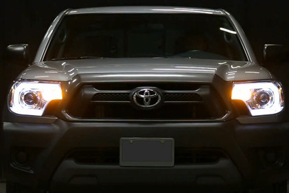 Spec-D® - Driver and Passenger Side Gloss Black LED DRL Bar Projector Headlights, Installation