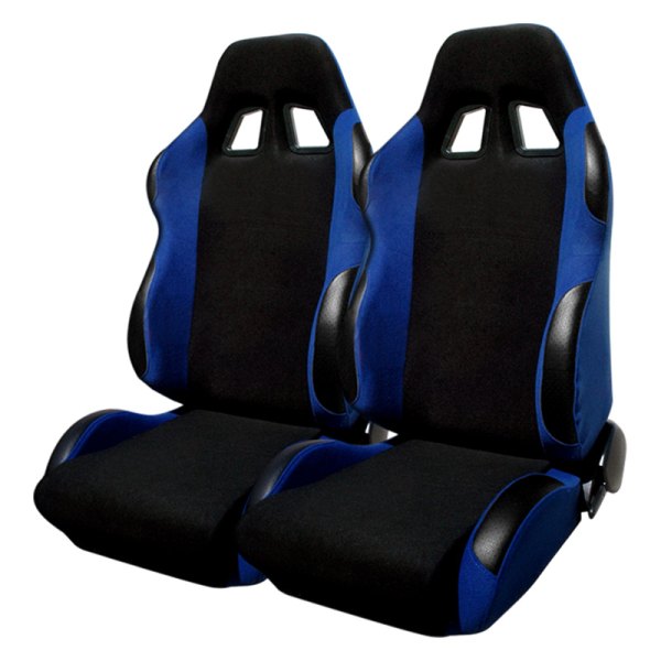 Spec-D® - Bride Style Black with Blue Trim Fabric Racing Seats