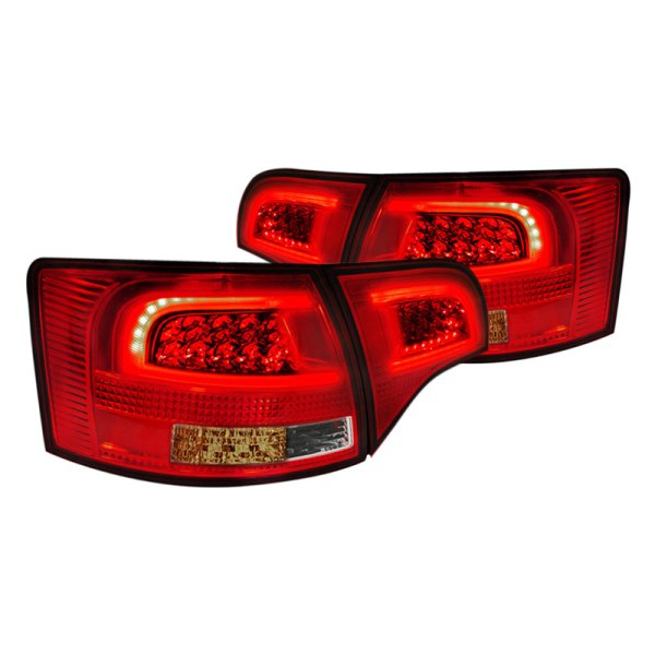 Spec-D® - Chrome/Red Fiber Optic LED Tail Lights, Audi A4