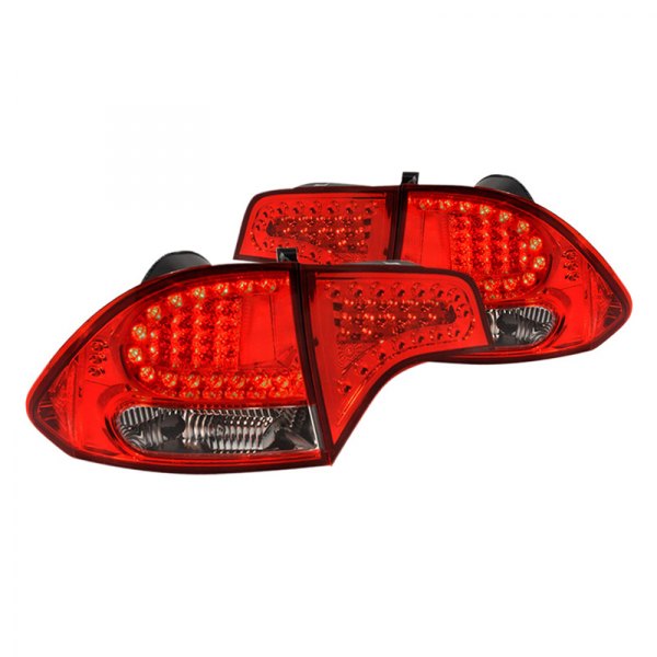 Spec-D® - Chrome/Red LED Tail Lights, Honda Civic