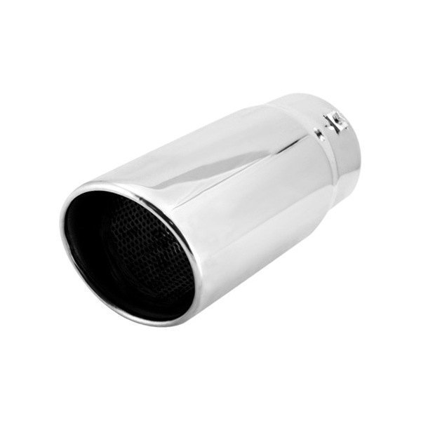 Spectre Performance® - Stainless Steel Round Resonated Rolled Edge Angle Cut Polished Exhaust Tip