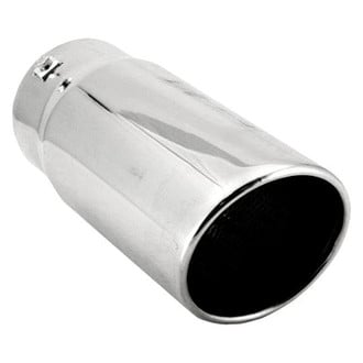 Spectre Performance® - Stainless Steel Round Rolled Edge Angle Cut Bolt-On Polished Exhaust Tip (2.75"-3.75" Inlet, 4.5" Outlet, 10.5" Length)