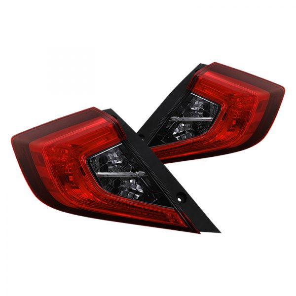 Spyder® - Red/Smoke Euro Tail Lights, Honda Civic