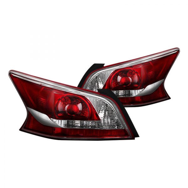 Spyder® - Driver and Passenger Side Chrome/Red Factory Style Tail Lights, Nissan Altima