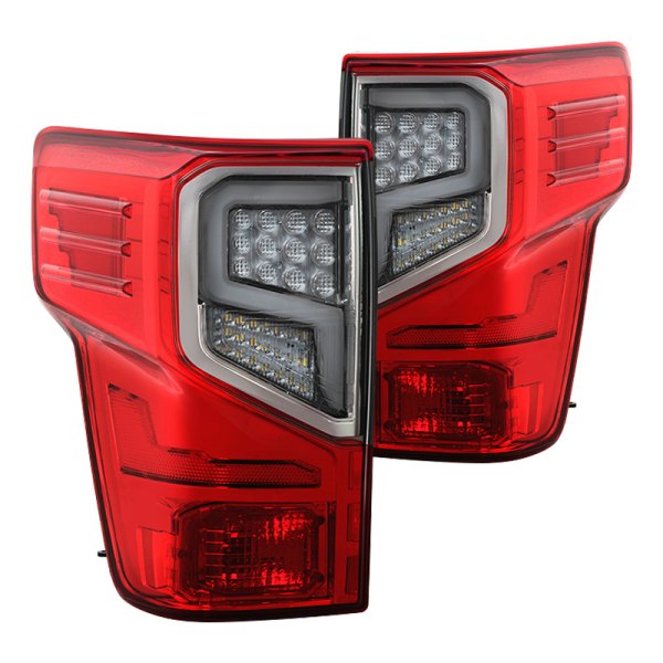 Spyder® - Chrome/Red Fiber Optic LED Tail Lights, Nissan Titan