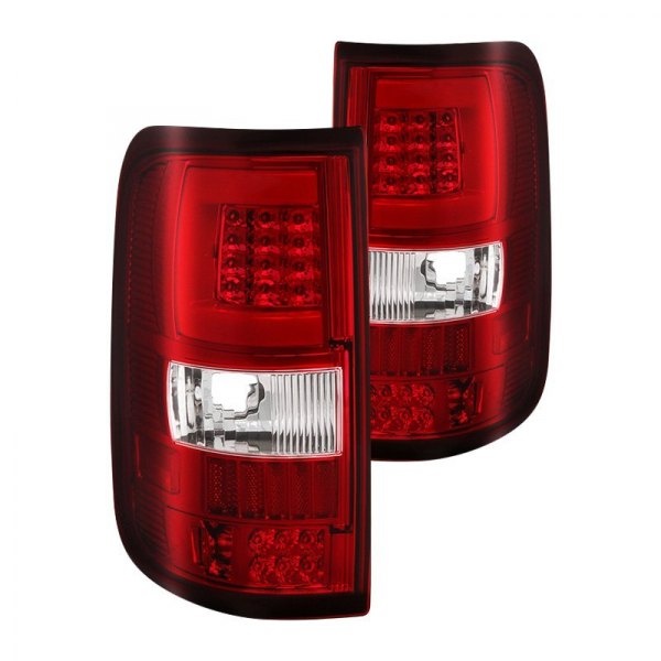 Spyder® - Chrome/Red Fiber Optic LED Tail Lights, Ford F-150