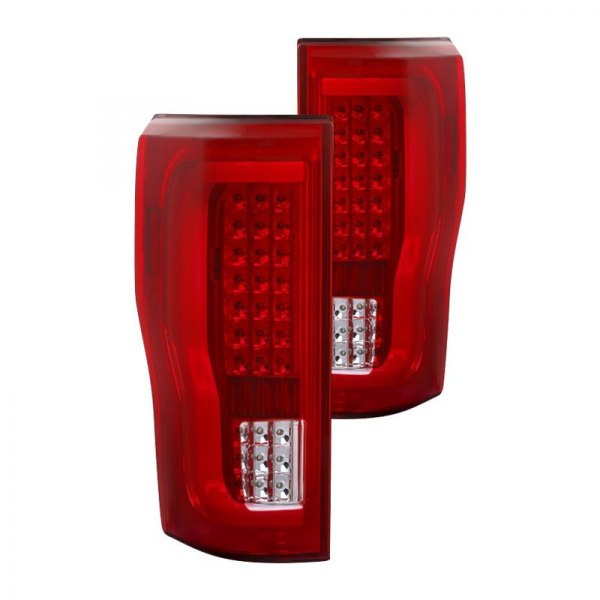 Spyder® - Chrome/Red Fiber Optic LED Tail Lights, Ford F-250