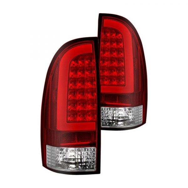 Spyder® - Chrome/Red Fiber Optic LED Tail Lights, Toyota Tacoma