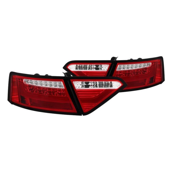 Spyder® - Chrome/Red Fiber Optic LED Tail Lights, Audi A5