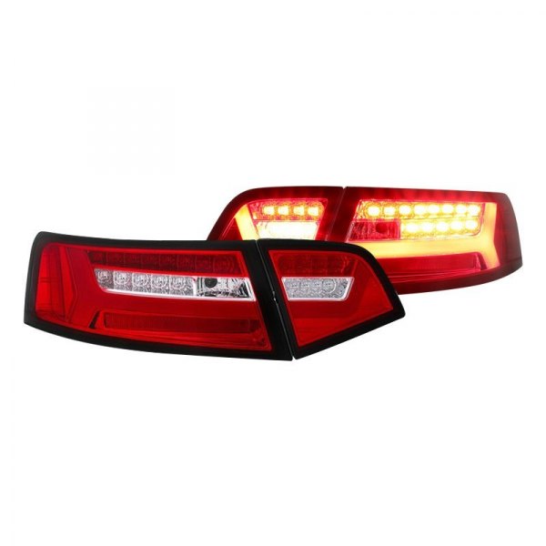 Spyder® - Chrome/Red Fiber Optic LED Tail Lights, Audi A6