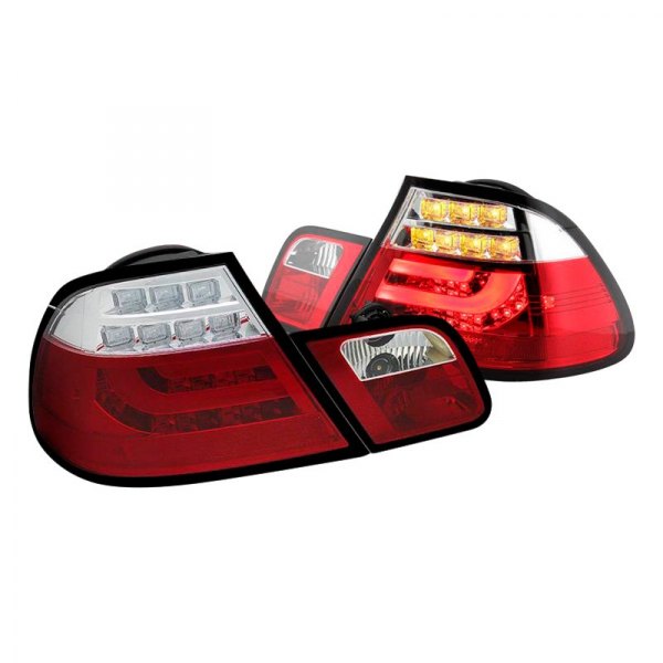 Spyder® - Chrome/Red Fiber Optic LED Tail Lights, BMW 3-Series