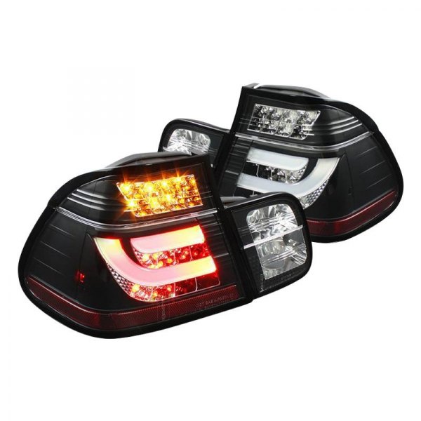 Spyder® - Black/Red Fiber Optic LED Tail Lights, BMW 3-Series