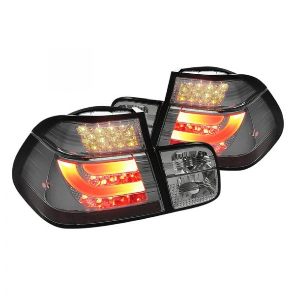 Spyder® - Chrome/Smoke Fiber Optic LED Tail Lights, BMW 3-Series
