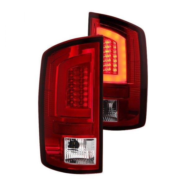 Spyder® - Chrome/Red Fiber Optic LED Tail Lights, Dodge Ram