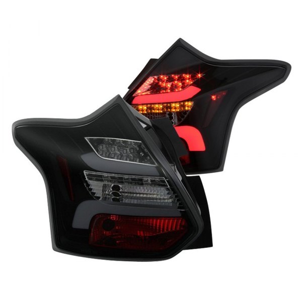 Spyder® - Black Smoke/Red Sequential Fiber Optic LED Tail Lights, Ford Focus