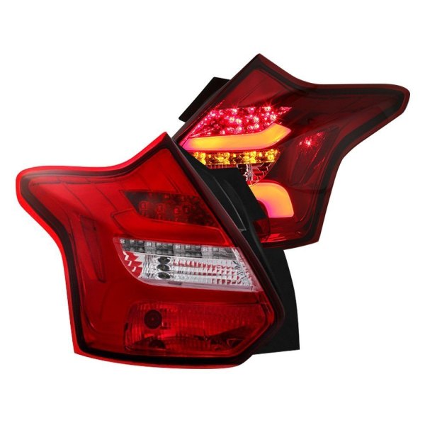 Spyder® - Chrome/Red Sequential Fiber Optic LED Tail Lights, Ford Focus