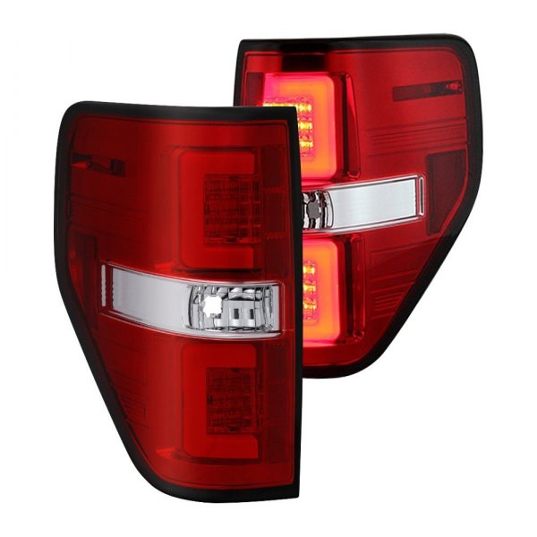 Spyder® - Chrome/Red Fiber Optic LED Tail Lights, Ford F-150