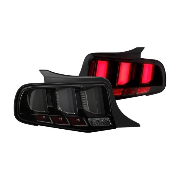 Spyder® - Black Red/Smoke Sequential Fiber Optic LED Tail Lights, Ford Mustang