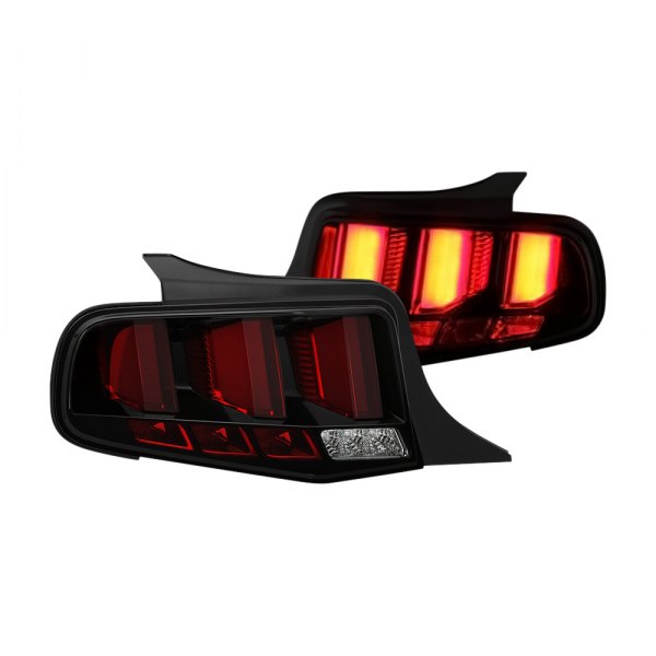 Spyder® - Black/Red Sequential Fiber Optic LED Tail Lights, Ford Mustang