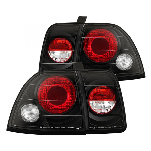 Spyder® - Black/Red Euro Tail Lights, Honda Accord