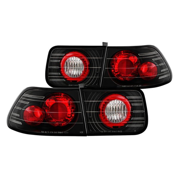 Spyder® - Black/Red Euro Tail Lights, Honda Civic