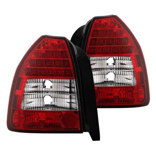 Spyder® - Chrome/Red LED Tail Lights, Honda Civic