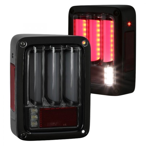 Spyder® - Black/Smoke Sequential Fiber Optic LED Tail Lights, Jeep Wrangler