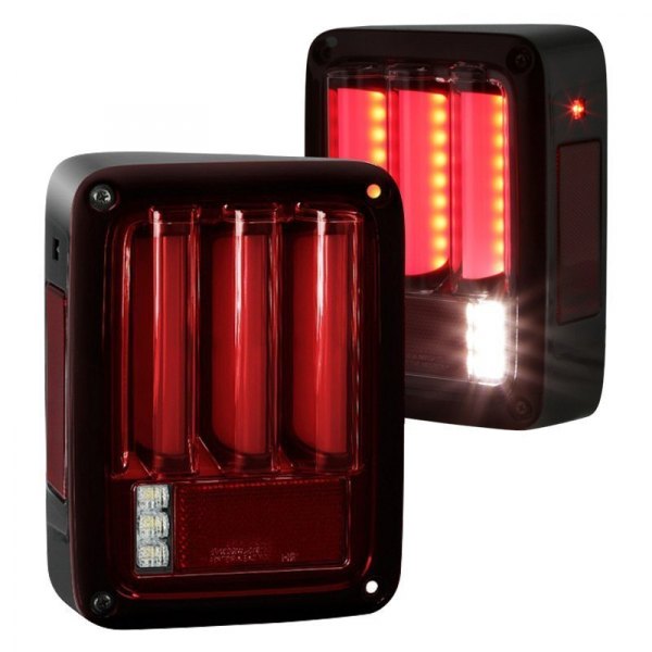 Spyder® - Black/Red Sequential Fiber Optic LED Tail Lights, Jeep Wrangler