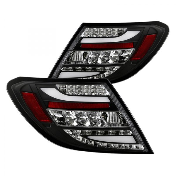 Spyder® - Black Fiber Optic LED Tail Lights, Mercedes C Class