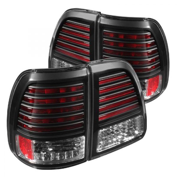 Spyder® - Black/Red Fiber Optic LED Tail Lights, Toyota Land Cruiser