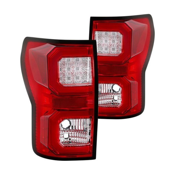 Spyder® - Chrome/Red Fiber Optic LED Tail Lights, Toyota Tundra